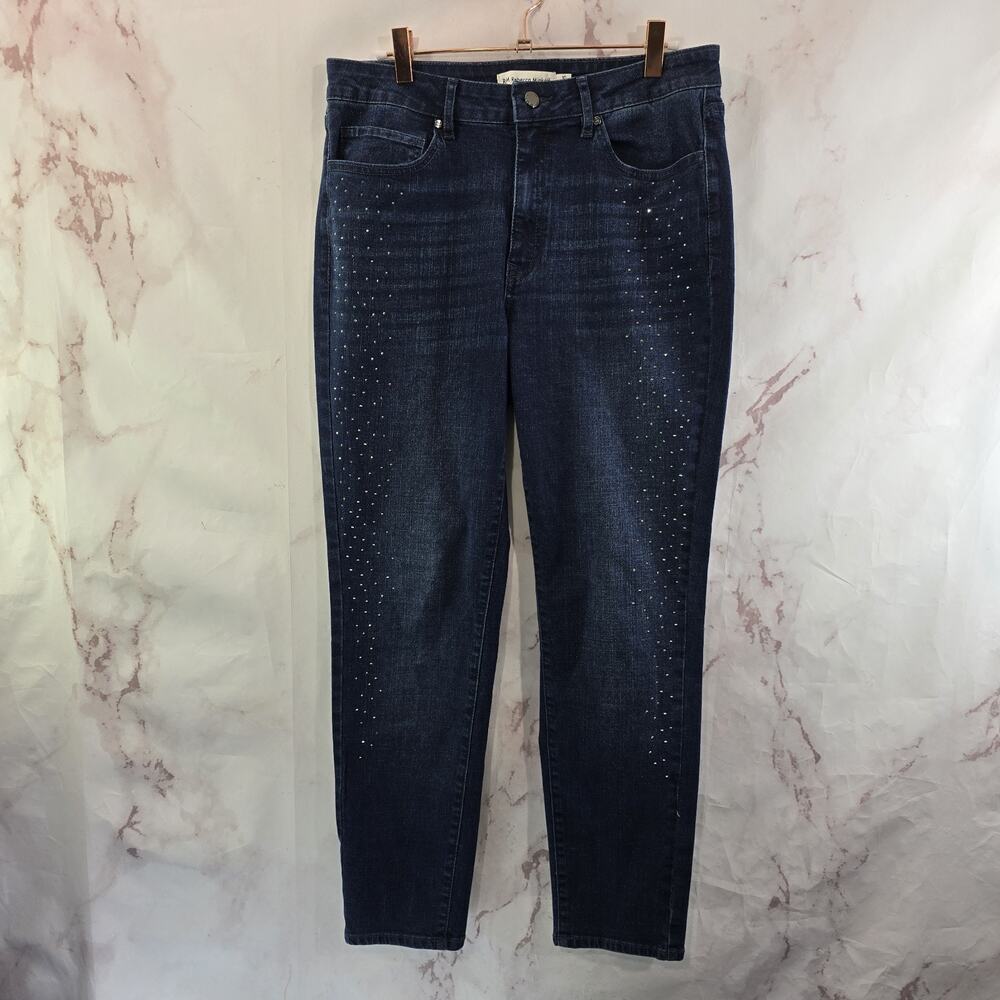 Rebecca Minkoff Jeans Womens 10 Gem Crystal Jewel Bedazzled Dark Wash High Rise